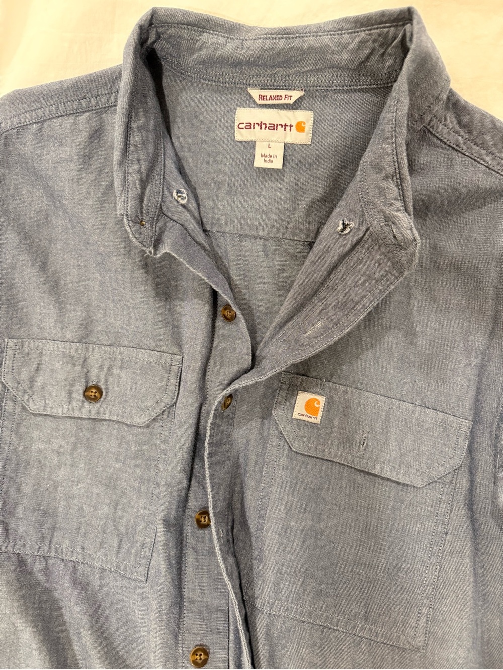 Carhartt Men's Light Blue Chambray Button-Front Work Shirt